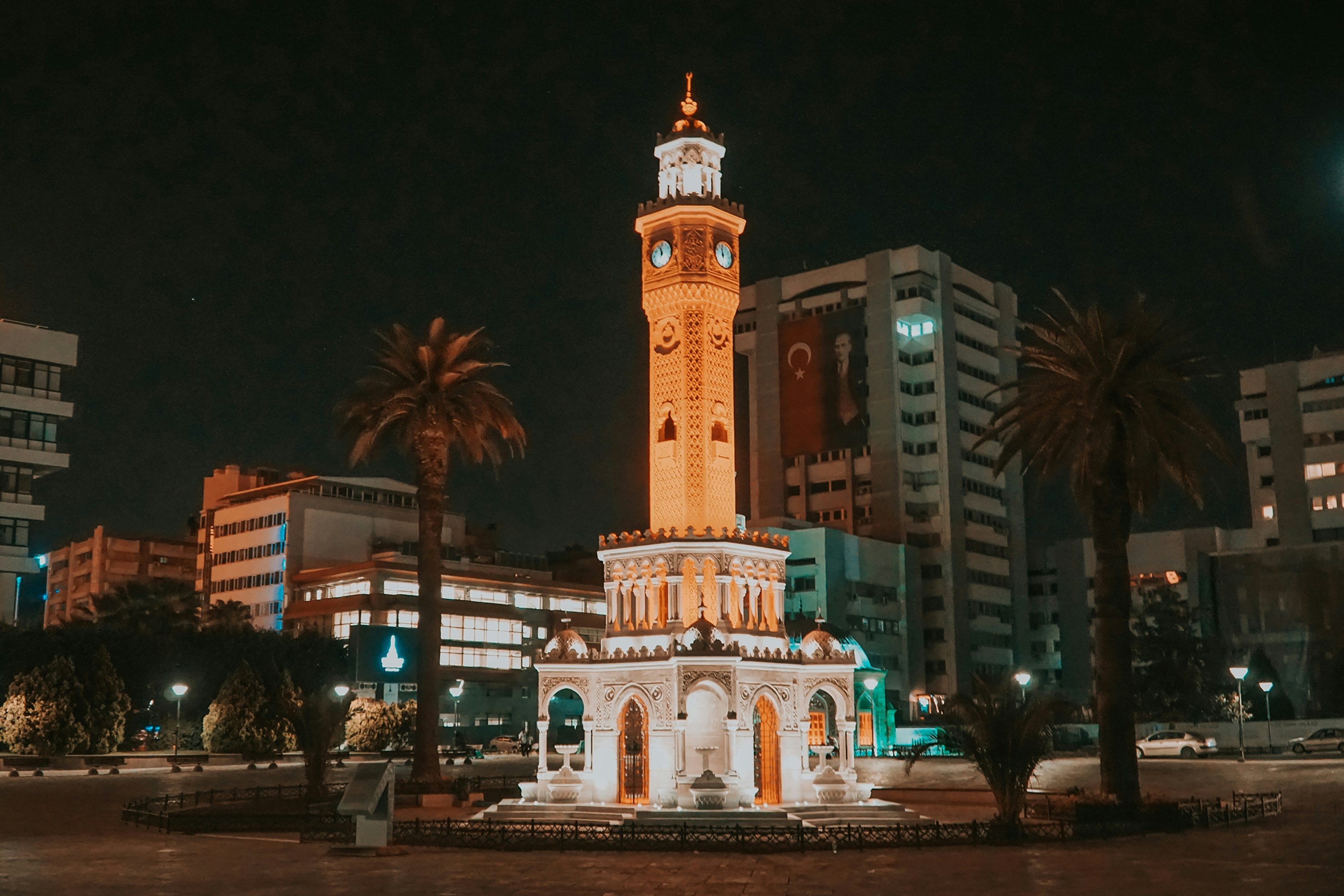 white and brown concrete building during nighttime